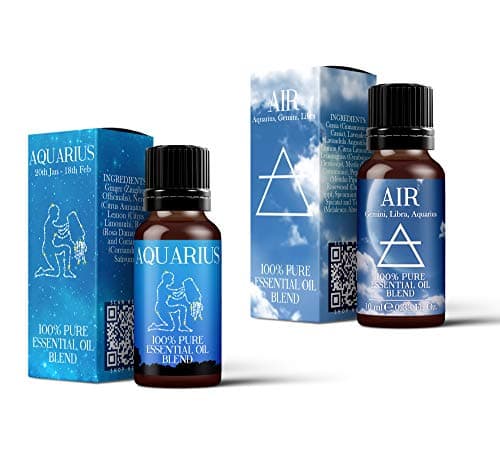 Image of Mystix London | Air Element & Aquarius Zodiac Essential Oil Blend Twin Pack | 2 x 10 ml | 100% Pure & Natural | Aromatherapy for Communication & Circulation | Vegan, GMO Free