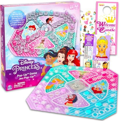 Image of Disney Princess Pop Up Game Set with Disney Princess Board Game with Pop Up Dice, Stickers to Create a Face, More | Disney Princess Games for Girls