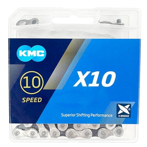Image of KMC X10 10 Speed Bicycle Chain, Silver/Black, 122 Link