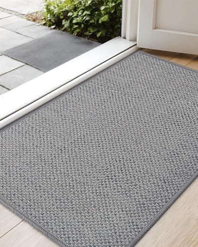 Image of COLOR&GEOMETRY Small Thin Door Mats Indoor 43x75cm, Non Slip Front Door Mat Inside (Rolled-up NO Creases), Low Profile Inside Doormat, Easy to Clean, Floor Mat For Entryway, Patio, Pets, Grey