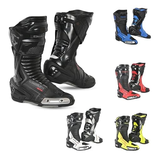 Image of MAXIMO-MOTO Men's Motorcycle Boots Motorbike Shoes for Men with Superior Comfort and Protection CE Approved Boots with Reflectors Anti-Slip Racing Shoes