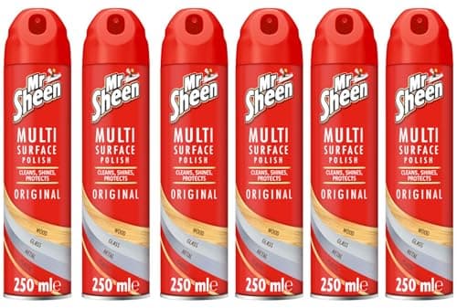Image of Mr Sheen Multi Surface Polish Spray, for Use on Wood, Plastic, Glass and Metal, Scent: Original, 250ml, Pack of 6