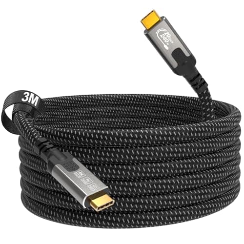 Image of CABLAPTOP 3m USB C Cable,20Gbps USB 3.2 Gen2x2 Compatible Thunderbolt 4 Thunderbolt 3, USBC Charger 240W 48V/5A 8K@30Hz/4K@144Hz USB C Display Cable For i-Phone 16,MacBook, Laptops,Monitor