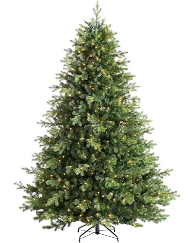 Image of WeRChristmas Prelit Balsam Fir Christmas Tree with 600 Chasing Warm LED Lights, Multi-Colour, 7 feet/2.1m