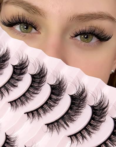 Image of Onlyall Lashes Mink False Eyelashes Natural Wispy Lashes Soft Faux Mink Lash Fluffy False Lashes 16MM A04
