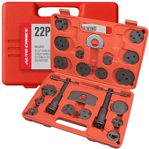 Image of Xtremeauto 22pc Caliper Wind Back Tool Kit – Left & Right Hand Thread Spindles, 18 Universal Adapters & Plates – Brake Piston Rewind Tool Set with Case – For Brake Pad Replacement & Caliper Servicing