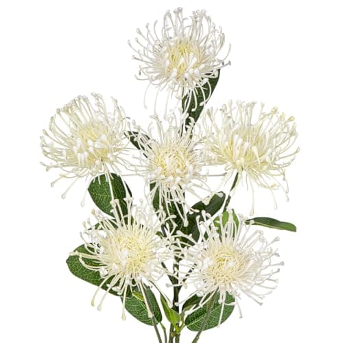 Image of Oairse 4'' Large Artificial Chrysanthemum Flower 6 Flower Head with 84cm Long Stem White Fake Flowers Faux Spider Mums Flowers for Spring Summer Decor Wedding Flora Arrangement Bridal Bouquet