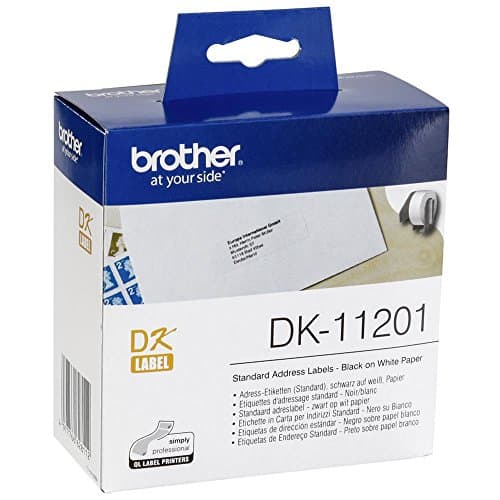Image of Brother DK-11201 Label Roll, Standard Address Labels, Black on White, 400 Labels, 29 mm (W) x 90 mm (L), Brother Genuine Supplies