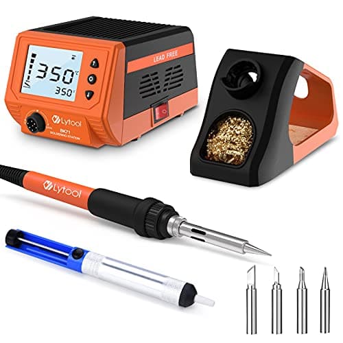 Image of Lytool Soldering Iron Station, Soldering Stations with 3 Inch LCD Display 60W Professional Digital, 180℃～480℃ Temperature Adjustable Repair Tool Kit with Soldering Tips, Intelligent Sleep Mode
