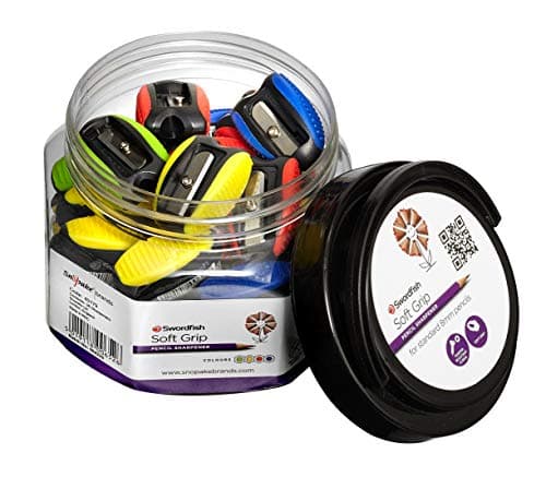 Image of Swordfish ‘Soft Grip’ Pencil Sharpener [Pack of 36] Assorted Colours [40179]