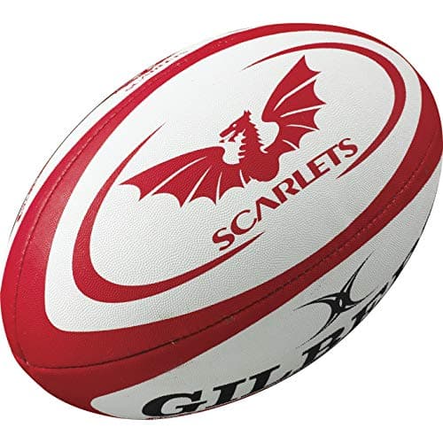 Image of Scarlets Official Replica Rugby Ball - White/Red - size Size 5