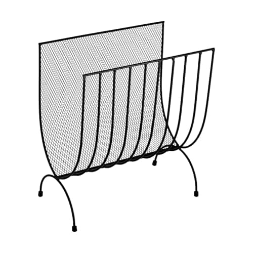 Image of Unibos | Black Mesh Newspaper Stand, Metal Newspaper Bin, Freestanding Rack, H x W x D 38 x 34 x 19