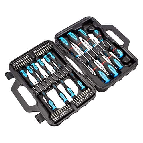 Image of Amazon Basics 58-Piece Screwdriver Set, Precision Slotted, Phillips, Torx, Black