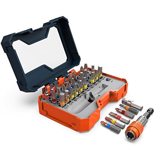 Image of Presch Screwdriver Bit Set 32 Pieces - Screwdriver Bits - Quick-Change Magnetic Bit Holder - Colour Coded Driver Bits for Cordless Screwdrivers