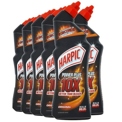 Image of Harpic Powerplus Toilet Cleaning Gel, Original Scent, Pack 6 x 750 ml, Removes Limescale, Kills 99.9% of Bacteria, Powerful Deep Clean Toilet Cleaner, toilet freshener