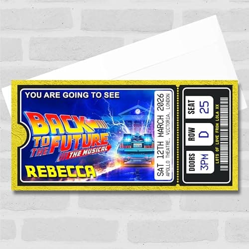 Image of Greeting Card - Back To The Future Musical Show Theatre Personalised Surprise Ticket Gift Voucher | Custom Greeting Card | Personalised | Custom