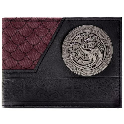Image of Westeros Game of Stark Thrones Targaryen Fire & Blood Dragon Sigil Wallet Bi-Fold ID & Card Holder, Red