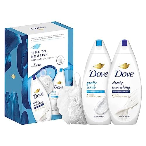 Image of Dove Time to Nourish Body Wash Collection Gift Set with a luxury shower puff perfect gifts for her 2 piece
