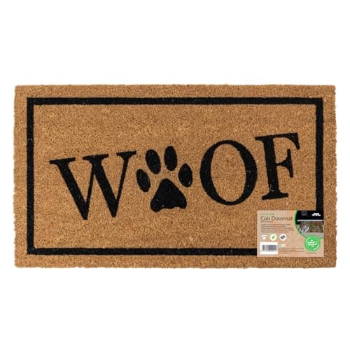 Image of JVL Eco-Friendly Latex Backed Coir Entrance Doormat, 40x70cm - Woof