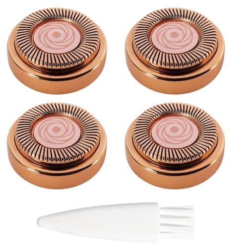 Image of 4 Flawless Replacement Heads with Cleaning Brush, Facial Hair Remover for Women, Rose Gold, Compatible with Finishing Touch Flawless Hair Remover, Sensitive Skin Care, Travel Friendly