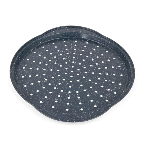 Image of Russell Hobbs RH01003EU Nightfall Stone 37 cm Pizza Pan - Round Non-Stick Baking Tray with Perforated Base, PFOA Free, Carbon Steel Ovenware, Perfect for Family Cooking, Garlic Bread, and Flatbreads
