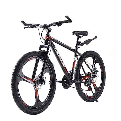 Image of BSTSEL 24 26 27.5 Inch Mountain Bike 3 Spoke Wheels Bicycle Mountain Bicycle 21 Speeds with Dual Disc-Brake Suitable for Men Women Over The Age Of 12 (27.5 Inch Black & Red)