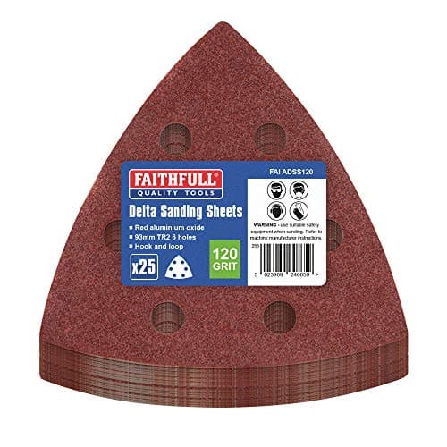 Image of Faithfull ADSS120 Delta Hook and Loop Sanding Sheet (Pack of 25) TR2 90mm P120