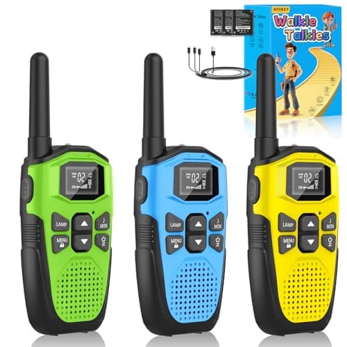 Image of Walkie Talkies for Adults Long Range 3 Pack, NXGKET Rechargeable Kids Walky Talky with Built-In Li-Ion Battery, 16 Channels Radio with Type-C Charging Cable,VOX Function,LED Flashlight, for Camping