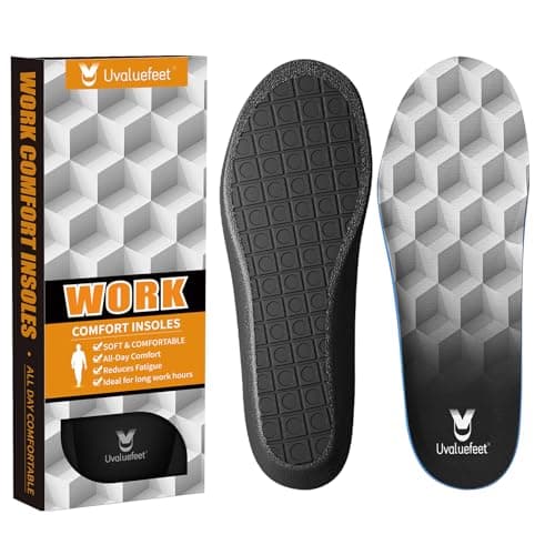 Image of Uvaluefeet Work Boot Insoles for Men Standing All Day - Memory Foam Comfort Cushion Anti-Fatigue Inserts, Foot Pain Relief and All-Day Comfort,Work Comfort Insoles for Men Women-E (UK 9.5-11)-30.3CM