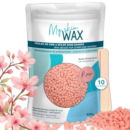 Image of My Skin Wax - Hard Wax Beads, 800g, Hypoallergenic, Wax Beads for Sensitive Skin, Painless, Stripless Hair Removal Wax, Men, Women, Face wax, Leg Wax, Bikini Wax, Brazilian, Eye Brow, Lip
