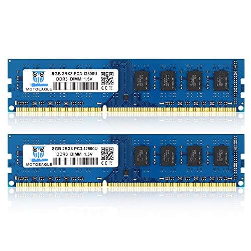 Image of DDR3/DDR3L 1600 MHz UDIMM RAM 16GB Kit (8GBx2) PC3/PC3L 12800U 8GB 1.35V/1.5V 240-Pin Non-ECC Unbuffered 2RX8 Dual Rank Desktop Memory
