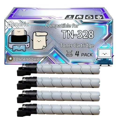 Image of TN-328 Toner Cartridge Compatible for Konica Minolta Bizhub C250i Bizhub C300i Bizhub C360i Printers, With Chip, 27000 Pages, Vibrant Colours (4 Pack Black)