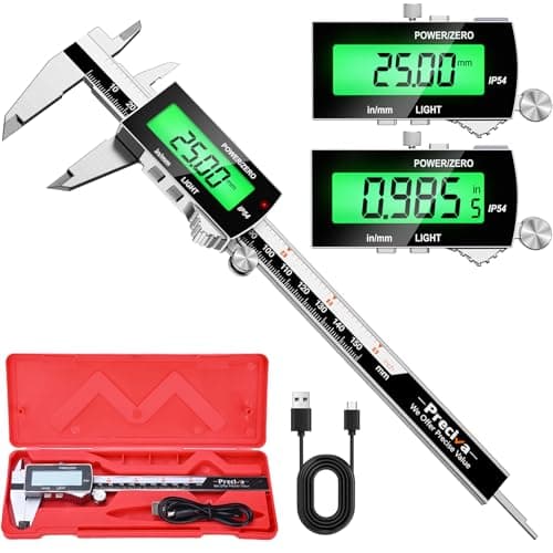 Image of Preciva 150mm Rechargeable Vernier Caliper,IP54 Waterproof Digital Caliper with Large LCD Backlit Screen,Micrometer Digital CalipersInch with Mm/Inch Conversion,for DIY & Workshop