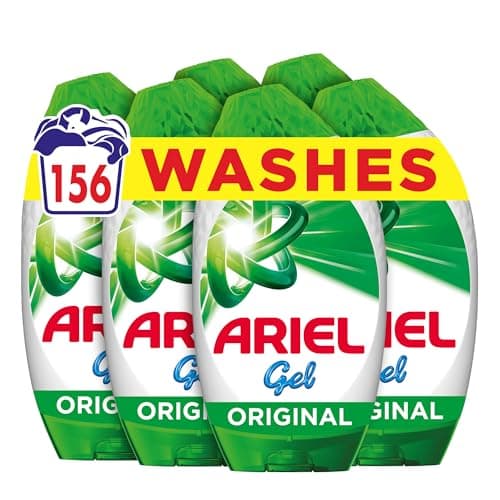 Image of Ariel Washing Liquid Laundry Detergent Gel, 156 Washes (6 x 858 ml), Original, Brrrilliant Stain & Odour Removal From As Low As 15˚C