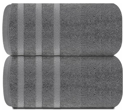 Image of TEXTILESY Pack of 2 Super Jumbo Bath Sheet Premium 100% Egyptian Combed Cotton 100 x 200 cm-600 GSM Super Soft Large Bath Sheet Towels (Cotton, Charcoal Grey)