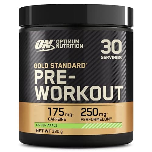 Image of Optimum Nutrition Gold Standard Pre Workout Powder, Energy Drink with Creatine Monohydrate, Beta Alanine, Caffeine and Vitamin B Complex, Nutrition Supplement, Green Apple Flavour, 30 Servings, 330 g