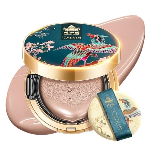 Image of CATKIN Phoenix Foundation for Mature Skin, Full Coverage Cushion Foundation with Lightweight and Breathable Formula, Sheer Satin Finish, Refill Included, 13g*2