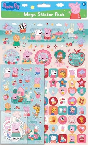 Image of Peppa Pig Summer Mega Sticker Pack | Official Licensed Product | Three Types of Stickers (150 in Total) | Reusable on Non-Porous Surfaces | Great for Girls Age 3+ | Gifts, Presents and Party Bags