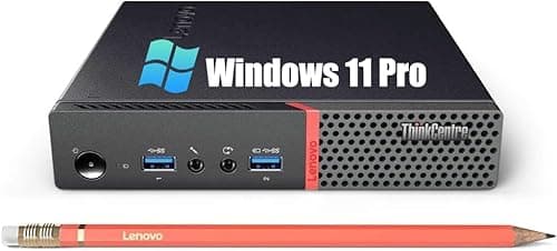 Image of Lenovo ThinkCentre M900 Tiny Mini Desktop Computer PC, Intel Core i5-6500, 8GB RAM, 256GB SSD, WiFi, Bluetooth, US QWERTY Keyboard, Windows 11 Pro (Renewed)