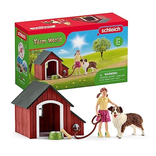 Image of SCHLEICH 42376 dog house, from 3 years, FARM WORLD - play set, 5 pieces, exclusively at Amazon