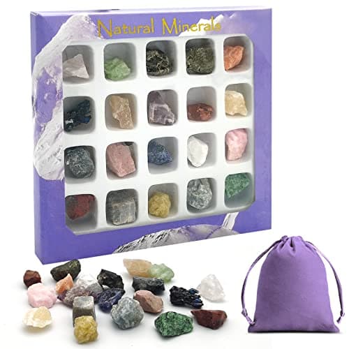 Image of Obidodi 20 Gemstones Chakra Crystals Stone Set, Natural Crystals and Gem Stones Set for Kids, Crystals for Beginners, Reiki Healers and Yoga Practioner Anxiety Relief Meditation Relaxation (01)