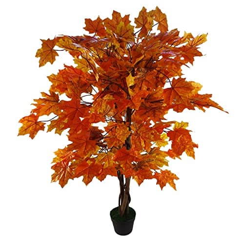 Image of Leaf 125cm Artificial Maple Acer Tree - Potted in Black Plastic Pot Design UK