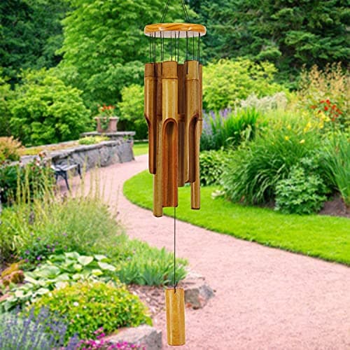 Image of Bamboo Wind Chimes Outdoor,Wooden Wind Chimes with Melody Deep Tone,30" Classic Zen Garden Windchime for Relaxation, Grace.Home Décor for Patio, Garden or Indoor