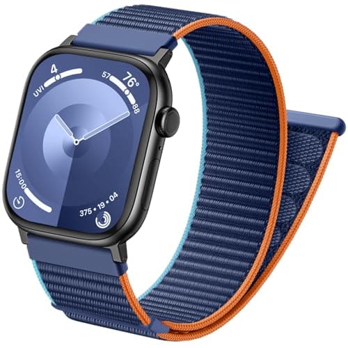 Image of Netolo Nylon Straps Compatible with Apple Watch Strap 40mm 42mm 41mm 38mm Men Women - Soft Nylon Sport Loop Band for iWatch Series 11 10 9 8 7 6 5 4 3 2 1 SE SE3, Blue Orange