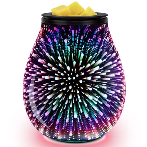 Image of Bobolyn Electric Wax Melts Burner Glass Fragrance Oil Wax Warmer Scented Wax Warmer for Home Office Bedroom Living Room Gifts 7 Led Colors Changing Light with 3D Effect - Fireworks