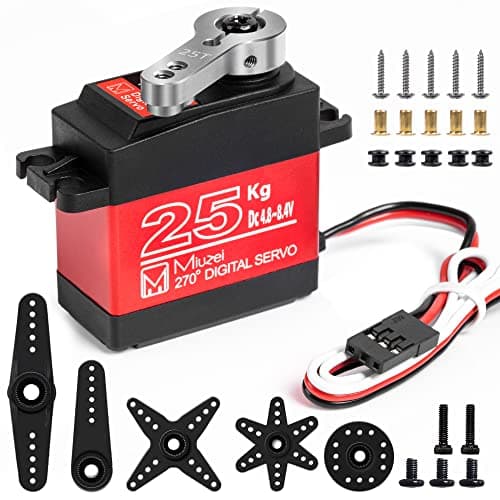Image of Miuzei Servo 25 kg 270° RC Digital Servo Motor Waterproof Metal Gear Motor Model Making for Arduino Car 1/10 1/8 Robot Arm Aeroplane 8.4V HV High Speed Torque Micro Steering Servo with Cable 25T