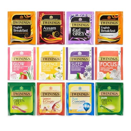 Image of Twinings 48 Assorted Tea Bags - Premium Variety Pack with Black, Green, Herbal, and Fruit Flavors for a Delightful Tea Experience