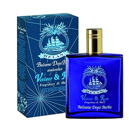 Image of Helan, Vetiver & Rum, Men's Aftershave, Natural and Non-Alcoholic Men's Beard Balm - Light, Emollient and Soothing Shaving Cream Against Irritation - Fresh and Scented Emulsion, 100 ml - Made in Italy