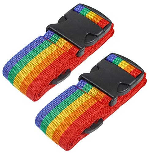 Image of Heavy Duty Luggage Straps for Suitcases Packing Belts Travel Accessories Adjustable Bag Strap 2 Pack Rainbow