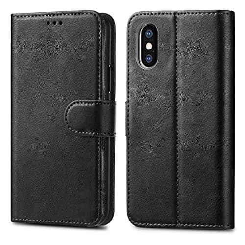 Image of Apple iPhone XR 6.1" Cases - Premium Wallet Leather Flip Case Cover For iPhone XR 6.1" [Card Holder] [Magnetic Closure] (Black)